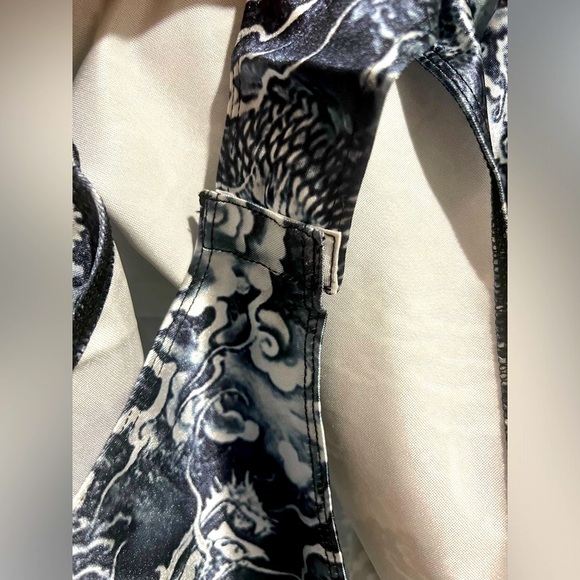 NWOT Bear Dance Cowl Neck, Dragon Print Satin Bodysuit - Picture 11 of 11